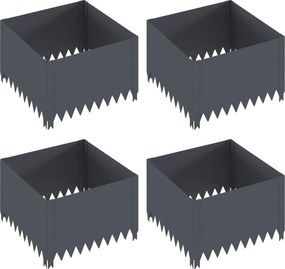 vidaXL Περίγραμμα γκαζόν 4 τμχ. 60 x 60 x 35 cm Ατσάλι Ανθρακί