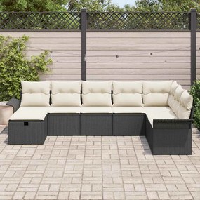 vidaXL Σετ Καναπέ Κήπου 8 pcs Μαύρο και κρεμ 297.5 x 187.5 x 85 εκ