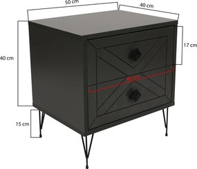 Κομοδίνο Ανθρακί FLUGRAS 50x40x55
