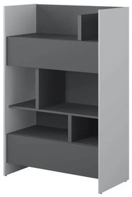 Βιβλιοθήκη Concept Pro Lenart AH151, Ανοιχτό, Με συρτάρια, Πλαστικοποιημένη μοριοσανίδα, Αριθμός συρταριών: 2, 138x92x46cm, 63 kg, Γραφίτης, Γκρι
