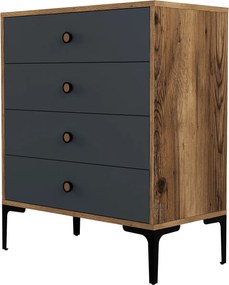 Συρταριέρα Καρυδιά / Ανθρακί LIZBON 76x40x90,7