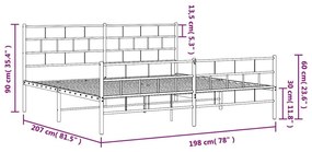 Πλαίσιο Κρεβατιού με Κεφαλάρι&amp;Ποδαρικό Λευκό 193x203εκ. Μέταλλο - Λευκό