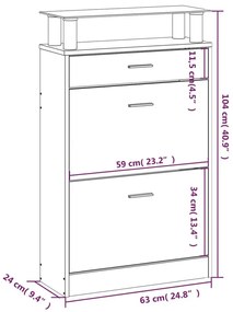 Παπουτσοθήκη Καπνιστή Δρυς 63x24x104 εκ. από Επεξεργασμένο Ξύλο - Καφέ