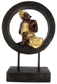 BUDDHA CIRCLE DECO TOTEM POLYRESIN ΜΑΥΡΟ ΧΡΥΣΟ 24x10,5xH34,5cm - 022297 - 022297