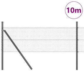 vidaXL Φράχτης με Στήλες. Γκρι 0.8 x 10 m Ατσάλι με επικάλυψη PVC