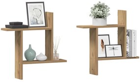 vidaXL Ραφιέρες Τοίχου 2 τεμ. Αρτισιανή Δρυς 50x12x50 εκ. Επεξ. Ξύλο