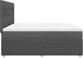 vidaXL Κρεβάτι Boxspring με Στρώμα Σκούρο Γκρι 200x200 εκ. Υφασμάτινο
