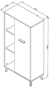 Βιτρίνα Umbria POP Λευκός Δρύς - Γκρί Δρύς 67,5x33x130,5 εκ. 67.5x33x130.5 εκ.