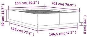 Πλαίσιο Κρεβατιού Μαύρο 160x200 εκ. Επεξεργασμένο Ξύλο - Μαύρο