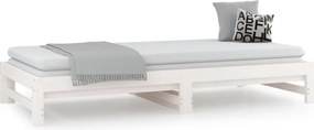 vidaXL Καναπές Κρεβάτι Συρόμενος Λευκός 2x(90x190) εκ. από Μασίφ Πεύκο