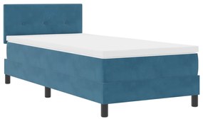 vidaXL Κρεβάτι με Στρώμα Στρώση Σκούρο Μπλε 90x200 εκ. Βελούδο