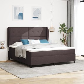 vidaXL Κρεβάτι με Στρώμα σε Σκούρο Καφέ, 180x200 cm, Ύφασμα