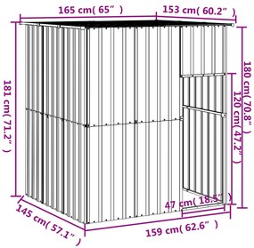 vidaXL Σπιτάκι Σκύλου με Οροφή Ανθρακί 165x153x181 εκ. Γαλβαν. Χάλυβας