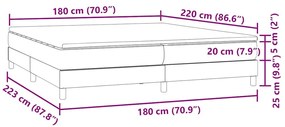 Box Spring κρεβάτι με στρώμα ανοιχτό γκρι 180x220 cm Βελούδινο - Γκρι