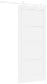 vidaXL Συρόμενη Πόρτα  με Σετ Υλικών Λευκή 86x198.5 εκ. Συμπαγές Ξύλο Πεύκου