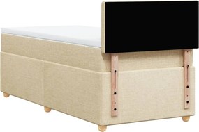 vidaXL Κρεβάτι Boxspring με Στρώμα Κρεμ 100 x 200 εκ. Υφασμάτινο