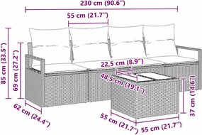 vidaXL Σετ Καναπέ με μαξιλάρι 5 pcs Γκρι συνθετικό ρατάν