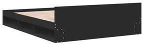 vidaXL Πλαίσιο Κρεβατιού με Συρτάρια Μαύρο 150 x 200 εκ. Επεξεργ. Ξύλο