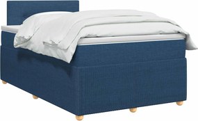 vidaXL Κρεβάτι box spring με στρώμα Μπλε 120 x 190 cm Ύφασμα
