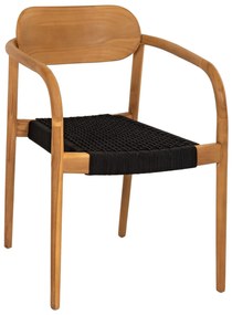 Πολυθρόνα OSLO Ξύλο Teak Φυσικό και Μαύρο Σχοινί 55x54x80Yεκ. 55x54x80 εκ.