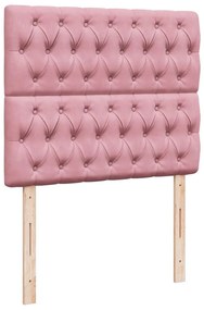 vidaXL Κρεβάτι Boxspring με Στρώμα Ροζ 120x190 εκ. Βελούδινο