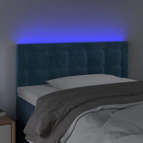 Κεφαλάρι Κρεβατιού LED Σκούρο Μπλε 90x5x78/88 εκ. Βελούδινο 3122086