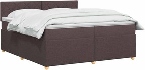 vidaXL Κρεβάτι box spring με στρώμα Σκούρο Καφέ 200 x 200 cm Ύφασμα