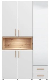 Ντουλάπα DONALD 3K2F1O Τρίφυλλη με Καθρέπτη Artisan Oak - Λευκό 135x57x227εκ. 135x57x227 εκ.