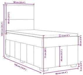 Κρεβάτι Boxspring με Στρώμα Κρεμ 90x190 εκ.Υφασμάτινο - Κρεμ