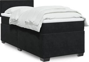 vidaXL Κρεβάτι Boxspring με Στρώμα Μαύρο Single Βελούδινο