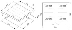 Εστία επαγωγική Pyramis Αφής χωρίς Πλαίσιο PHI63432FMB 59x52x6 εκ.