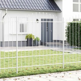 vidaXL Φράκτης Κήπου με Καμπυλωτή Κορυφή Λευκό 3.4x1.75 μ Ατσάλι