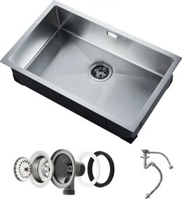 VEVOR 70cm Kitchen Sink Undermount Single Bowl Drop-In Basin Stainless Steel Bar