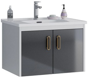 Έπιπλο Μπάνιου Πάγκος Με Νιπτήρα Isabel 60 S3BISA060WHAN 60x47cm Anthracite-White Ξύλο,Πορσελάνη