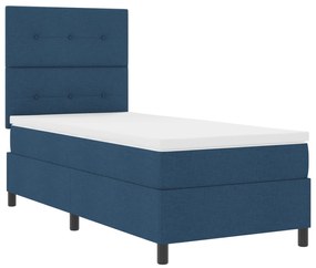 vidaXL Κρεβάτι με βάση κουτιού και στρώμα μπλε 90x200 cm Ύφασμα