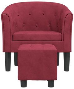 vidaXL Πολυθρόνα Μπάρελ Μπορντό Βελούδινη με Υποπόδιο