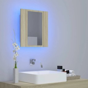 vidaXL Ντουλάπι Μπάνιου με Καθρέφτη &amp; LED Sonoma Δρυς Ακρυλικός
