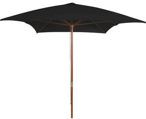 vidaXL Ομπρέλα Κήπου με Ξύλινο Ιστό Μαύρη 200x300 εκ.