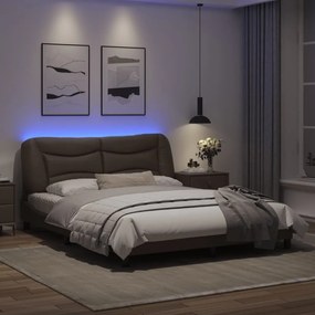 Πλαίσιο Κρεβατιού με LED Καφέ 160x200 εκ. Συνθετικό Δέρμα - Καφέ