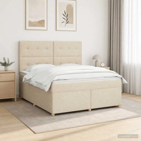 vidaXL Κρεβάτι box spring με στρώμα Κρεμ 140 x 200 cm Ύφασμα