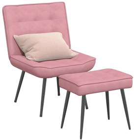 Πολυθρόνα Relax Ροζ Βελούδινη με Σκαμπό