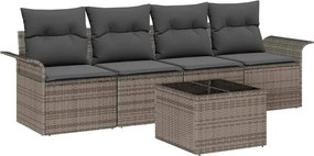 vidaXL Σετ Καναπέ με μαξιλάρι 5 pcs Γκρι συνθετικό ρατάν