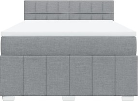 vidaXL Κρεβάτι Boxspring με Στρώμα Ανοιχτό Γκρι 140x190 εκ. Υφασμάτινο
