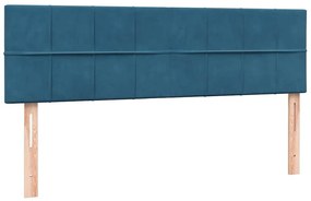 Κρεβάτι Boxspring με Στρώμα Σκούρο Μπλε 140x210 εκ. Βελούδινο - Μπλε