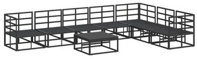 vidaXL Σετ Καναπέ Κήπου 8 pcs Μαύρο 70 x 70 x 32 εκ Αλουμίνιο