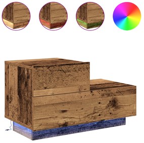 vidaXL Κομοδίνο με LED Φώτα Παλιό Ξύλο 70 x 36 x 40.5 εκ.