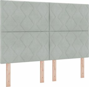 vidaXL LED κεφαλάρι Ανοιχτό γκρι 144 cm Βελούδο