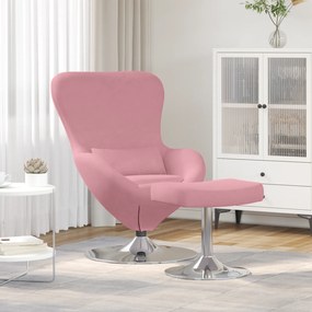 vidaXL Πολυθρόνα Αυγού με Pouf Ροζ Βελούδο