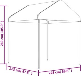 vidaXL Κιόσκι με Τέντα Λευκό 6,69 x 2,28 x 2,69 μ. από Πολυαιθυλένιο