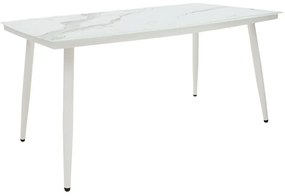 Τραπέζι κήπου Zeren pakoworld μέταλλο λευκό-γυαλί 160x90x78εκ - 151-000005